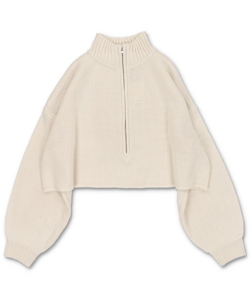 SPINNS（スピンズ）の「ハーフジップ ショートニット（ニット/セーター・レディース・ナチュラル/ライトグリーン/ダークブルー/ブラック・ONESIZE）」の20枚目の写真