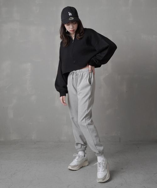 SPINNS（スピンズ）の「ハーフジップ ショートニット（ニット/セーター・レディース・ナチュラル/ライトグリーン/ダークブルー/ブラック・ONESIZE）」の16枚目の写真