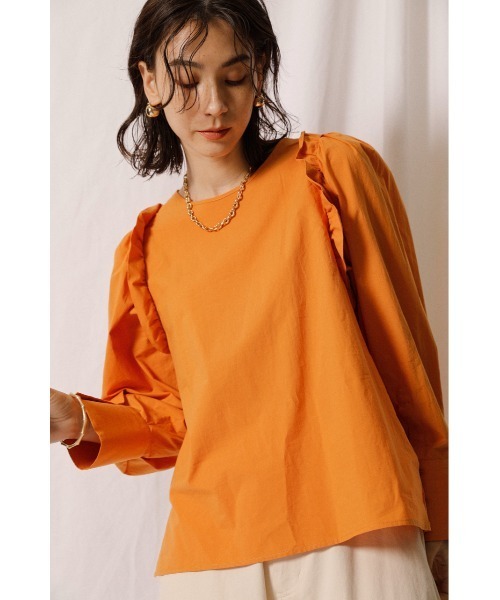 crie conforto（クリーコンフォルト）の「ショルダーフリルブラウス（シャツ/ブラウス・レディース・ブラック/オフホワイト/オレンジ・SMALL/MEDIUM）」の13枚目の写真