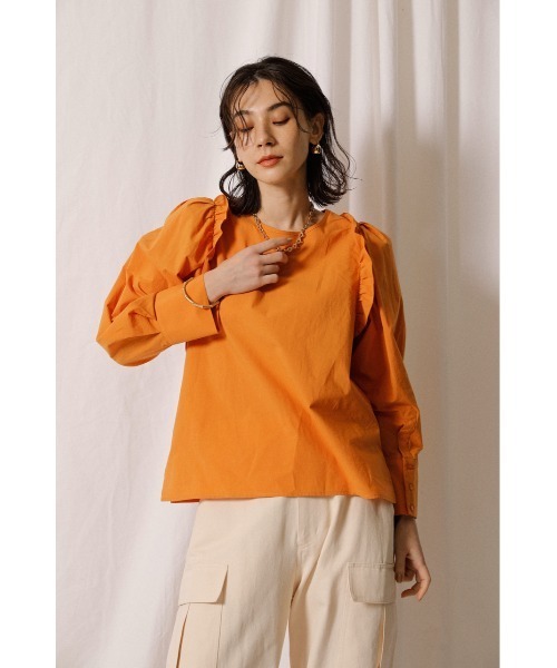 crie conforto（クリーコンフォルト）の「ショルダーフリルブラウス（シャツ/ブラウス・レディース・ブラック/オフホワイト/オレンジ・SMALL/MEDIUM）」の14枚目の写真