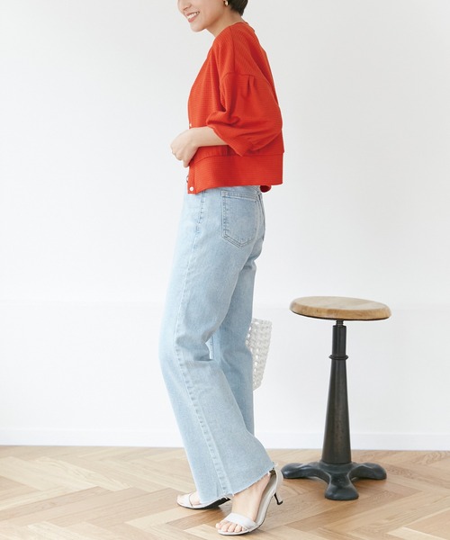 INCEDE（インシード）の「スナップ釦 ワッフルショートカーディガン（カーディガン/ボレロ・レディース・オレンジ/ブラック/グリーン・LL/3L/4L/M/L）」の18枚目の写真