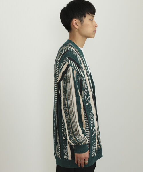 BeAMS DOT(ビームスドット)の「【WEB限定】BeAMS DOT / ルーズ ジャカード カーディガン(カーディガン/ボレロ・メンズ・ベージュ/グリーン・MEDIUM/LARGE)」の5枚目の写真