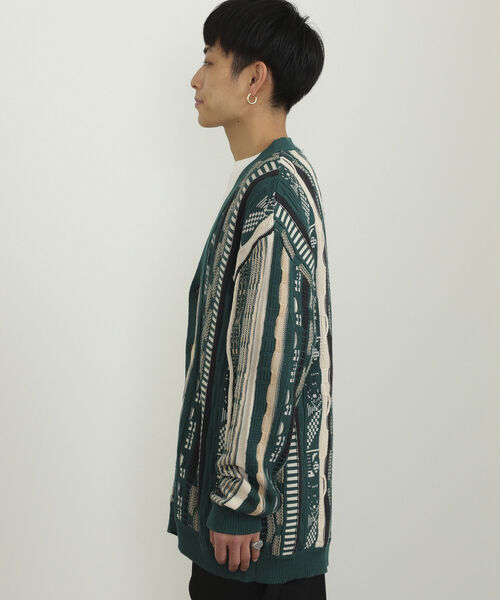 BeAMS DOT(ビームスドット)の「【WEB限定】BeAMS DOT / ルーズ ジャカード カーディガン(カーディガン/ボレロ・メンズ・ベージュ/グリーン・MEDIUM/LARGE)」の7枚目の写真
