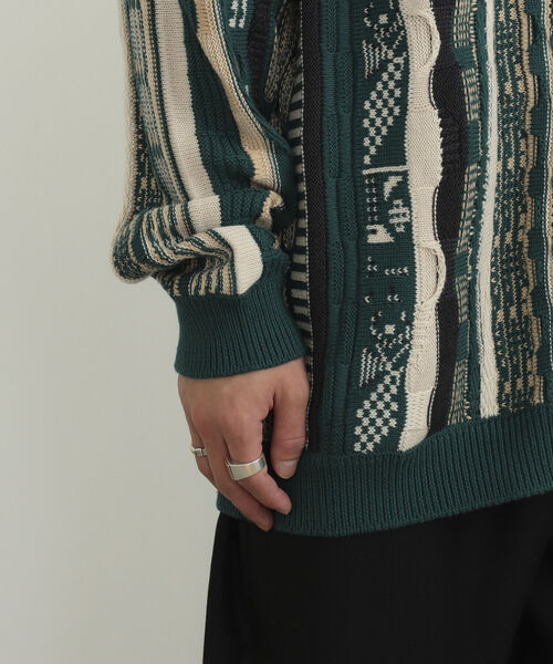BeAMS DOT(ビームスドット)の「【WEB限定】BeAMS DOT / ルーズ ジャカード カーディガン(カーディガン/ボレロ・メンズ・ベージュ/グリーン・MEDIUM/LARGE)」の8枚目の写真