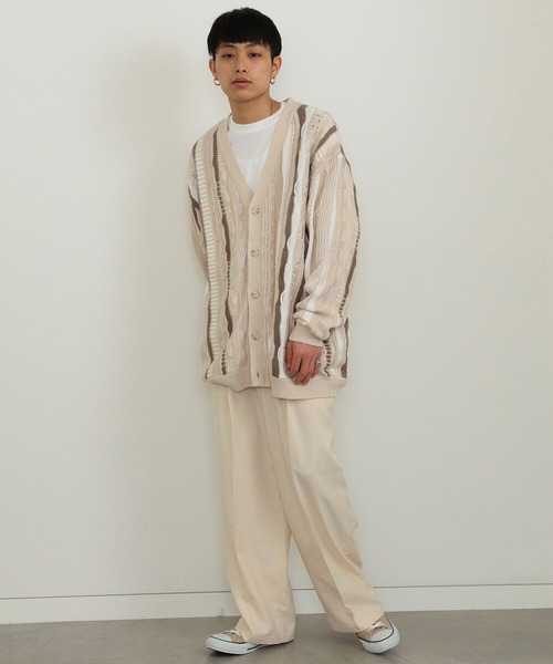 BeAMS DOT(ビームスドット)の「【WEB限定】BeAMS DOT / ルーズ ジャカード カーディガン(カーディガン/ボレロ・メンズ・ベージュ/グリーン・MEDIUM/LARGE)」の12枚目の写真