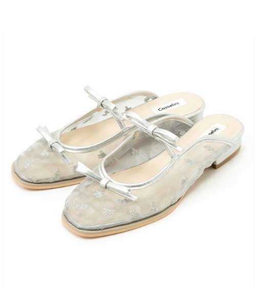 Casselini（キャセリーニ）の「Casselini(キャセリーニ)リボンミュール（サンダル・レディース・ブラック/シルバー/イエロー/アイボリー・23cm/23.5cm/24cm/24.5cm）」の6枚目の写真