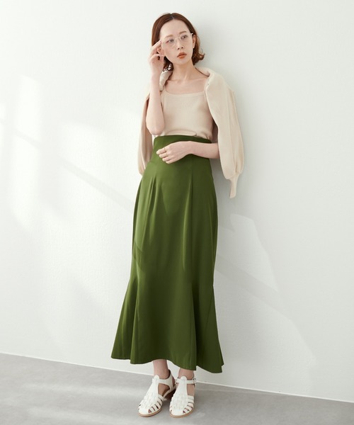 natural couture（ナチュラルクチュール）の「【WEB限定・2サイズ展開】理想の美シルエットラインが叶うハイウエスト落ち感マーメイドスカート（スカート・レディース・ブラック/パープル/アイボリー/グリーン・MEDIUM/SMALL）」の22枚目の写真