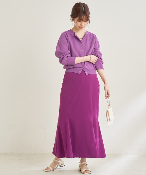 natural couture（ナチュラルクチュール）の「【WEB限定・2サイズ展開】理想の美シルエットラインが叶うハイウエスト落ち感マーメイドスカート（スカート・レディース・ブラック/パープル/アイボリー/グリーン・MEDIUM/SMALL）」の18枚目の写真