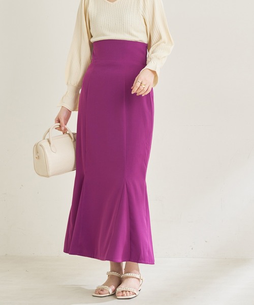 natural couture（ナチュラルクチュール）の「【WEB限定・2サイズ展開】理想の美シルエットラインが叶うハイウエスト落ち感マーメイドスカート（スカート・レディース・ブラック/パープル/アイボリー/グリーン・MEDIUM/SMALL）」の10枚目の写真