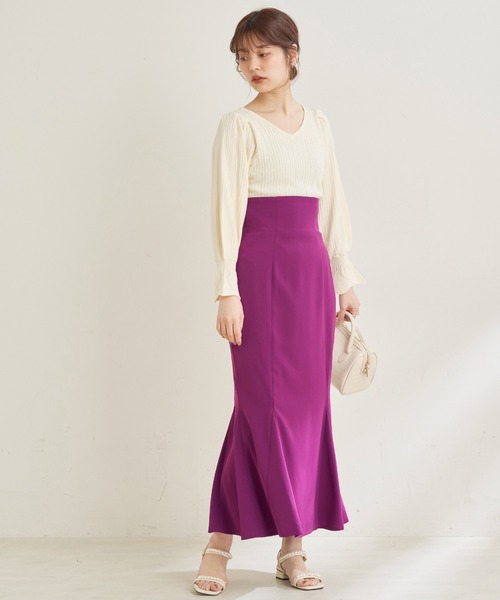 natural couture（ナチュラルクチュール）の「【WEB限定・2サイズ展開】理想の美シルエットラインが叶うハイウエスト落ち感マーメイドスカート（スカート・レディース・ブラック/パープル/アイボリー/グリーン・MEDIUM/SMALL）」の15枚目の写真