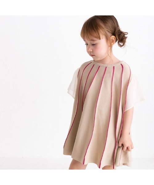 ami amie(アミアミ)の「シフォン袖Aラインニットワンピース(ワンピース・キッズ・ピンク/ベージュ/ブルー・100cm/130cm/85cm/115cm)」の13枚目の写真