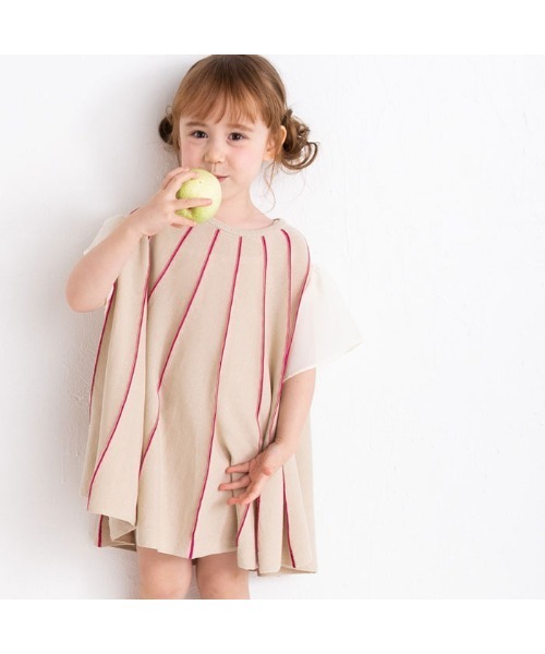 ami amie(アミアミ)の「シフォン袖Aラインニットワンピース(ワンピース・キッズ・ピンク/ベージュ/ブルー・100cm/130cm/85cm/115cm)」の10枚目の写真