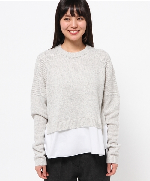 mystic(ミスティック)の「裾布帛付ニットプルオーバー(ニット/セーター・レディース・ブルー/キャメル/オフホワイト/グレー・フリ-)」の6枚目の写真