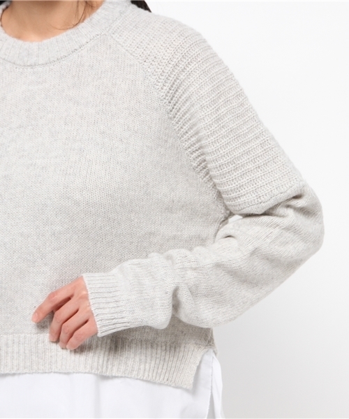 mystic(ミスティック)の「裾布帛付ニットプルオーバー(ニット/セーター・レディース・ブルー/キャメル/オフホワイト/グレー・フリ-)」の10枚目の写真