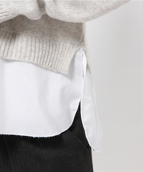 mystic(ミスティック)の「裾布帛付ニットプルオーバー(ニット/セーター・レディース・ブルー/キャメル/オフホワイト/グレー・フリ-)」の11枚目の写真