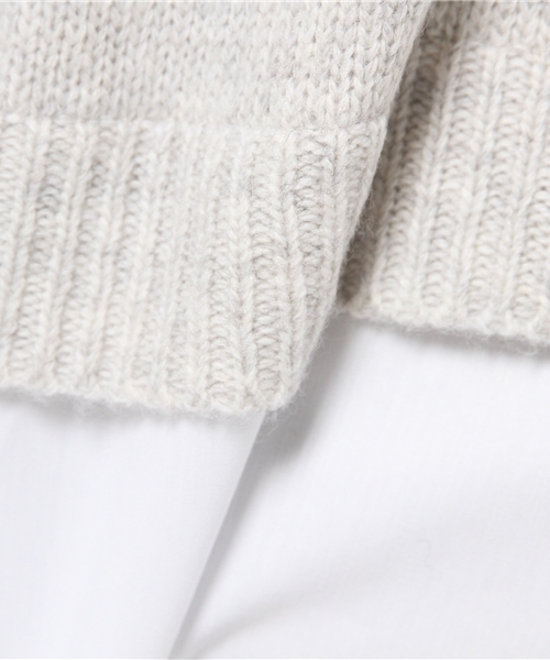 mystic(ミスティック)の「裾布帛付ニットプルオーバー(ニット/セーター・レディース・ブルー/キャメル/オフホワイト/グレー・フリ-)」の5枚目の写真