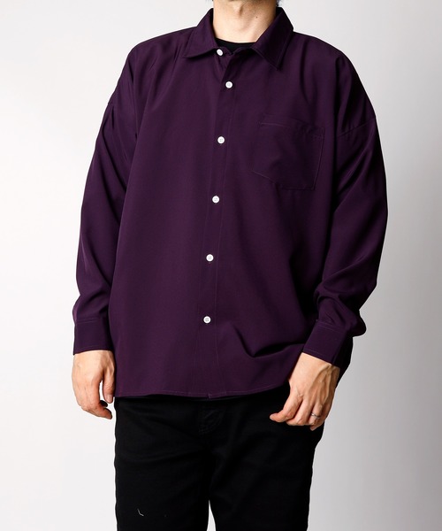 INASTUDIOS ZOO（イーナストゥディオスズー）の「「INASTUDIOS SELECT」ポリストレッチ ドロップショルダーシャツ（シャツ/ブラウス・メンズ・ホワイト/チャコール/イエロー/グリーン/サックスブルー/ブラック/グレイッシュベージュ/ネイビー/パープル・MEDIUM/LARGE/X-LARGE）」の8枚目の写真