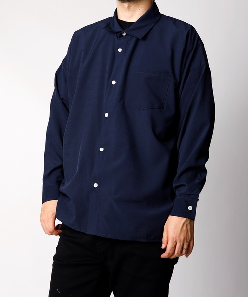 INASTUDIOS ZOO（イーナストゥディオスズー）の「「INASTUDIOS SELECT」ポリストレッチ ドロップショルダーシャツ（シャツ/ブラウス・メンズ・ホワイト/チャコール/イエロー/グリーン/サックスブルー/ブラック/グレイッシュベージュ/ネイビー/パープル・MEDIUM/LARGE/X-LARGE）」の7枚目の写真