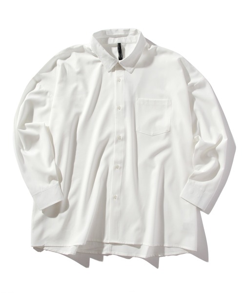 INASTUDIOS ZOO（イーナストゥディオスズー）の「「INASTUDIOS SELECT」ポリストレッチ ドロップショルダーシャツ（シャツ/ブラウス・メンズ・ホワイト/チャコール/イエロー/グリーン/サックスブルー/ブラック/グレイッシュベージュ/ネイビー/パープル・MEDIUM/LARGE/X-LARGE）」の2枚目の写真