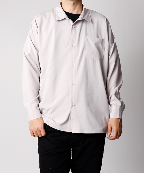 INASTUDIOS ZOO（イーナストゥディオスズー）の「「INASTUDIOS SELECT」ポリストレッチ ドロップショルダーシャツ（シャツ/ブラウス・メンズ・ホワイト/チャコール/イエロー/グリーン/サックスブルー/ブラック/グレイッシュベージュ/ネイビー/パープル・MEDIUM/LARGE/X-LARGE）」の5枚目の写真