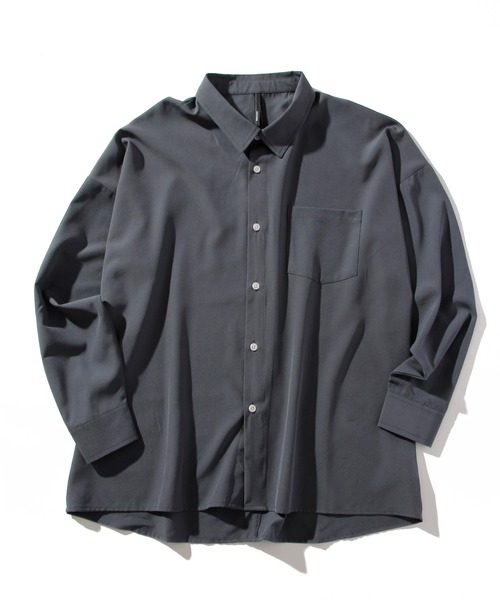 INASTUDIOS ZOO（イーナストゥディオスズー）の「「INASTUDIOS SELECT」ポリストレッチ ドロップショルダーシャツ（シャツ/ブラウス・メンズ・ホワイト/チャコール/イエロー/グリーン/サックスブルー/ブラック/グレイッシュベージュ/ネイビー/パープル・MEDIUM/LARGE/X-LARGE）」の4枚目の写真