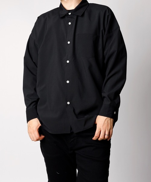 INASTUDIOS ZOO（イーナストゥディオスズー）の「「INASTUDIOS SELECT」ポリストレッチ ドロップショルダーシャツ（シャツ/ブラウス・メンズ・ホワイト/チャコール/イエロー/グリーン/サックスブルー/ブラック/グレイッシュベージュ/ネイビー/パープル・MEDIUM/LARGE/X-LARGE）」の3枚目の写真