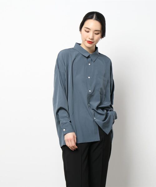 INASTUDIOS ZOO（イーナストゥディオスズー）の「「INASTUDIOS SELECT」ポリストレッチ ドロップショルダーシャツ（シャツ/ブラウス・メンズ・ホワイト/チャコール/イエロー/グリーン/サックスブルー/ブラック/グレイッシュベージュ/ネイビー/パープル・MEDIUM/LARGE/X-LARGE）」の12枚目の写真