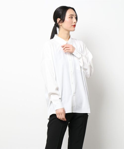 INASTUDIOS ZOO（イーナストゥディオスズー）の「「INASTUDIOS SELECT」ポリストレッチ ドロップショルダーシャツ（シャツ/ブラウス・メンズ・ホワイト/チャコール/イエロー/グリーン/サックスブルー/ブラック/グレイッシュベージュ/ネイビー/パープル・MEDIUM/LARGE/X-LARGE）」の16枚目の写真