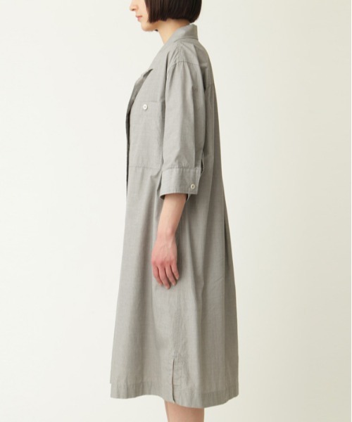 MHL.（エムエイチエル）の「HIGHCOUNT COTTON END ON END（ワンピース・レディース・グレー/ブルー・1/2）」の10枚目の写真