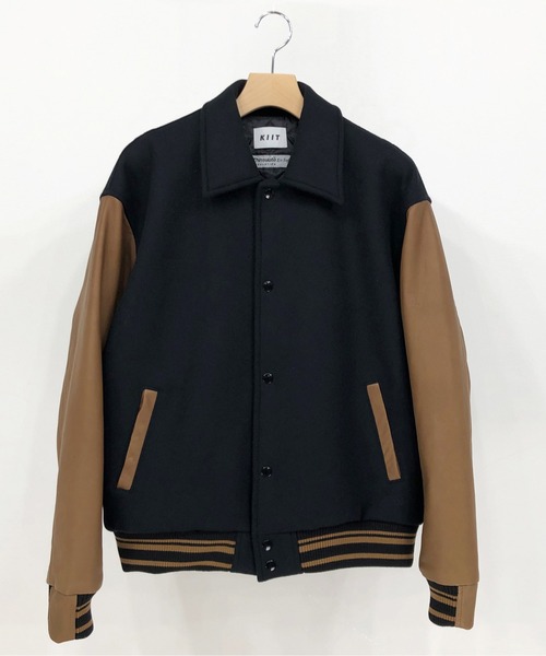 KIIT(キート)の「KIIT キート / VARCITY JKT オーバサイズ ヴァーシティジャケット スタジャン / KIN-Y98-104(スタジャン・メンズ・ブラック/ネイビー/オリーブ・2/1/3)」の2枚目の写真