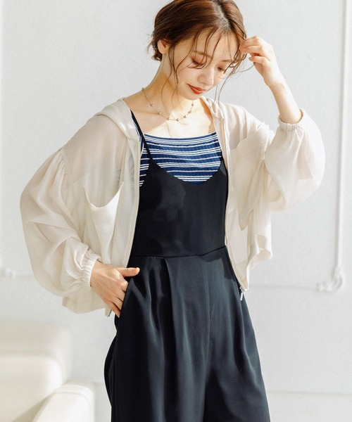 mysty woman（ミスティウーマン）の「カラフルボーダーニットキャミ 275123（タンクトップ・レディース・ブラック/ネイビー/オフホワイト/オレンジ/グリーン・FREE）」の18枚目の写真