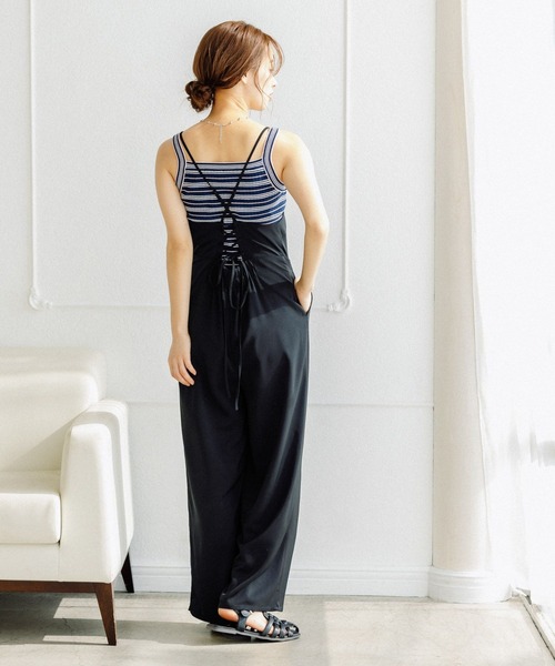 mysty woman（ミスティウーマン）の「カラフルボーダーニットキャミ 275123（タンクトップ・レディース・ブラック/ネイビー/オフホワイト/オレンジ/グリーン・FREE）」の20枚目の写真