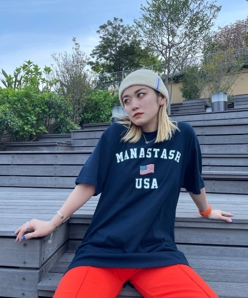 MANASTASH（マナスタッシュ）の「MANASTASH/マナスタッシュ　USA FLAG SS TEE ユーエスエーフラッグショートスリーブティー（Tシャツ/カットソー・メンズ・ホワイト/ネイビー/ブラック・SMALL/MEDIUM/LARGE/X-LARGE）」の3枚目の写真