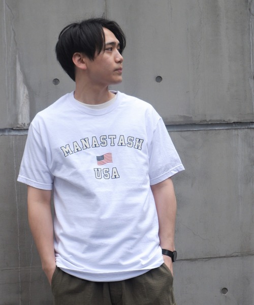 MANASTASH（マナスタッシュ）の「MANASTASH/マナスタッシュ　USA FLAG SS TEE ユーエスエーフラッグショートスリーブティー（Tシャツ/カットソー・メンズ・ホワイト/ネイビー/ブラック・SMALL/MEDIUM/LARGE/X-LARGE）」の2枚目の写真