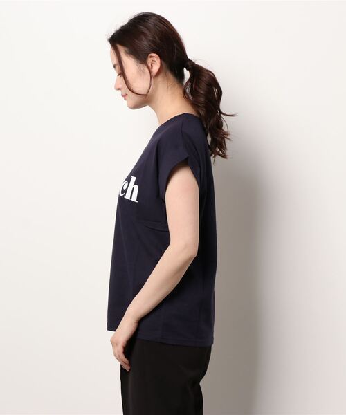 tシャツ 袖ロールアップロゴプリントＴシャツ レディース coca（coca）（コカ）の「ロゴプリントロールアップ袖Tシャツ（T