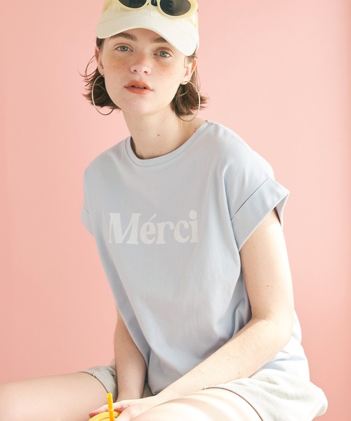 coca（coca）（コカ）の「ロゴプリントロールアップ袖Tシャツ（T