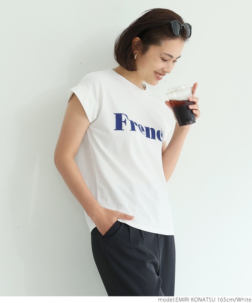 coca（coca）（コカ）の「ロゴプリントロールアップ袖Tシャツ（Tシャツ/カットソー・レディース・ホワイト/ネイビー/アイボリー/ダークグリーン/ピンク/チャコールグレー/グレー/レッド/ライトブルー・ONE SIZE）」の15枚目の写真