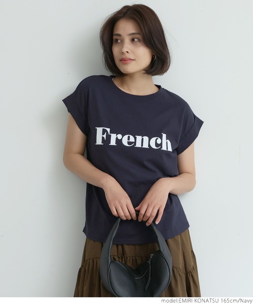 coca（coca）（コカ）の「ロゴプリントロールアップ袖Tシャツ（Tシャツ/カットソー・レディース・ホワイト/ネイビー/アイボリー/ダークグリーン/ピンク/チャコールグレー/グレー/レッド/ライトブルー・ONE SIZE）」の16枚目の写真