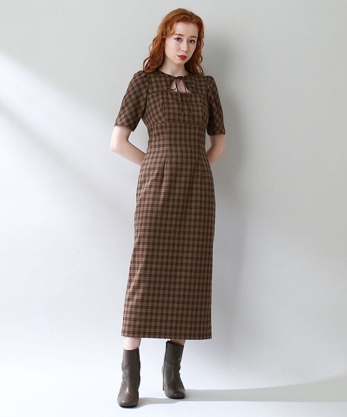 DEICY デイシー シャーリングチェックタイトワンピース グリーン デイシー DEICY シャーリングチェックタイトワンピース