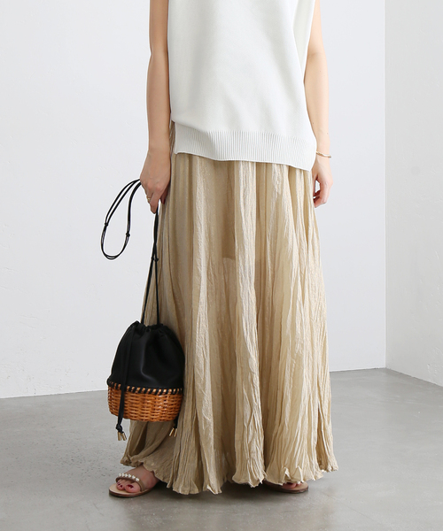 【MES DEMOISELLES/メドモアゼル】ワッシャープリーツマキシスカート