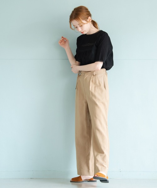 Crisp（クリスプ）の「リラックスストライプパンツ（その他パンツ・レディース・ベージュ/ナチュラル・FREE）」の5枚目の写真