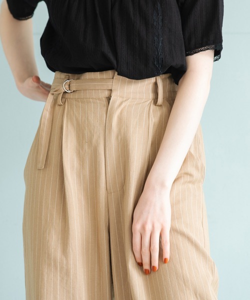 Crisp（クリスプ）の「リラックスストライプパンツ（その他パンツ・レディース・ベージュ/ナチュラル・FREE）」の7枚目の写真