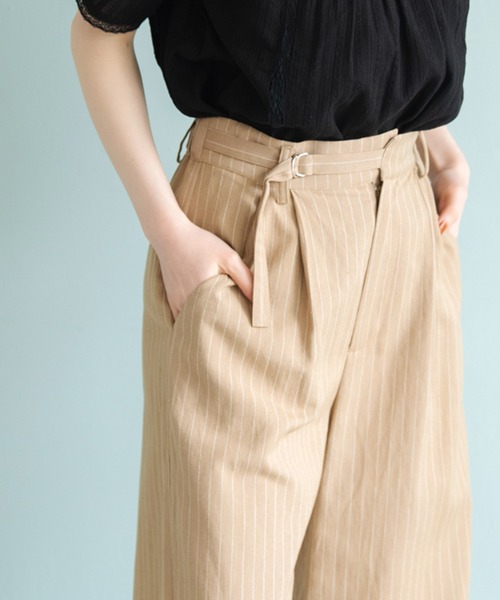 Crisp（クリスプ）の「リラックスストライプパンツ（その他パンツ・レディース・ベージュ/ナチュラル・FREE）」の8枚目の写真