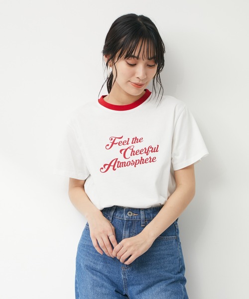 Green Parks(グリーンパークス)の「ヴィンテージ風ロゴ半袖Tシャツ(Tシャツ/カットソー・レディース・レッド/ブラック・FREE)」の2枚目の写真
