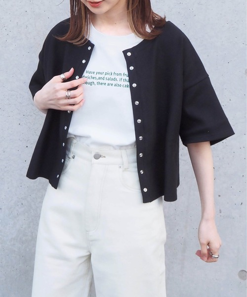 tiptop（ティップトップ）の「アソートロゴ刺繍Tシャツ（Tシャツ/カットソー・レディース・ブラック/オフホワイト/ピンク/アイボリー/A/B・FREE）」の3枚目の写真