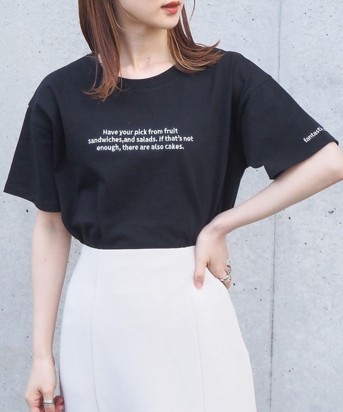 tiptop（ティップトップ）の「アソートロゴ刺繍Tシャツ（Tシャツ/カットソー・レディース・ブラック/オフホワイト/ピンク/アイボリー/A/B・FREE）」の4枚目の写真