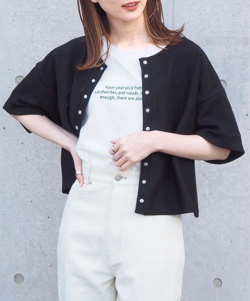 tiptop（ティップトップ）の「アソートロゴ刺繍Tシャツ（Tシャツ/カットソー・レディース・ブラック/オフホワイト/ピンク/アイボリー/A/B・FREE）」の12枚目の写真
