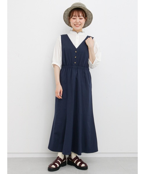 ehka sopo(エヘカソポ)の「ウエスト切替Vネックジャンスカ(ワンピース・レディース・イエロー/グリーン/ネイビー・フリ-)」の8枚目の写真