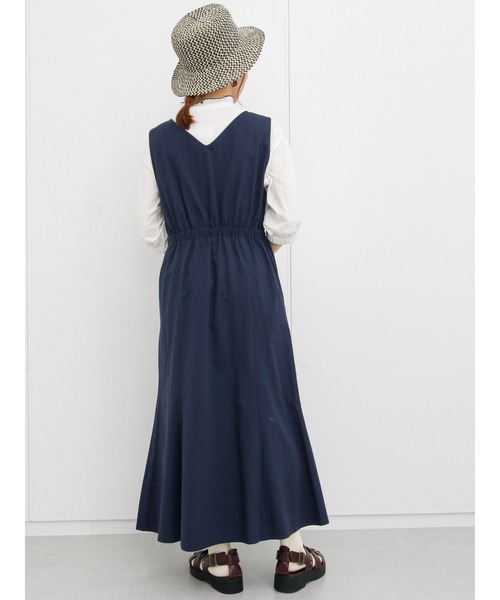 ehka sopo(エヘカソポ)の「ウエスト切替Vネックジャンスカ(ワンピース・レディース・イエロー/グリーン/ネイビー・フリ-)」の12枚目の写真