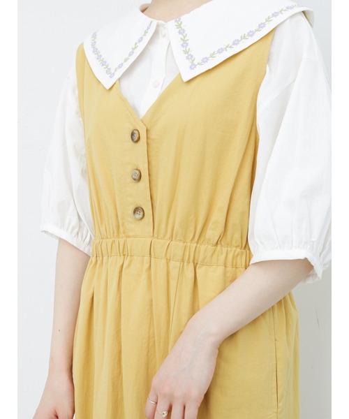 ehka sopo(エヘカソポ)の「ウエスト切替Vネックジャンスカ(ワンピース・レディース・イエロー/グリーン/ネイビー・フリ-)」の15枚目の写真